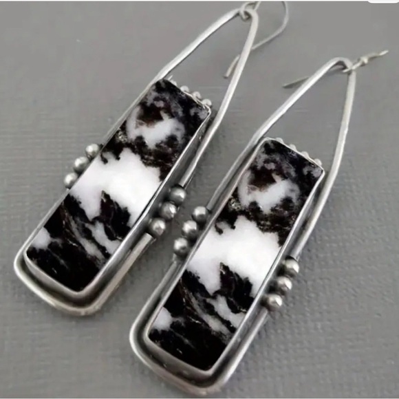 Private Label Jewelry - Art Deco Black&White Mosaic Rectangle Earrings NWT